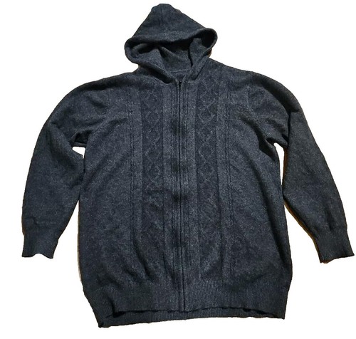GOA Racoon Fur Hoodie 00s Y2K Archive Double Zip Wool Blend Grey