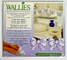 Wallies Blue Bows 25 Pieces Decor Prepasted Wet & Apply Washable Strippable