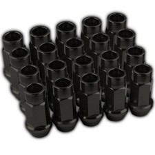20 PC BLACK LUG EXTENDED RACING LUG NUTS FOR TIRES/WHEELS/RIMS 50MM 12X1.25 D