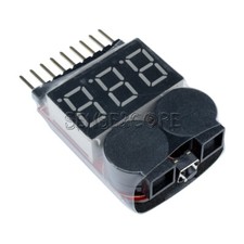 1PC 1-8S Lipo/Li-ion/Fe Battery Voltage 2IN1 Tester Low Voltage Buzzer Alarm-