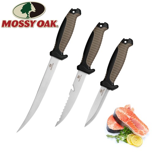Mossy Oak 3PCS Stainless Steel Fishing Knife Sets Filet Knife DualColor Handles eBay