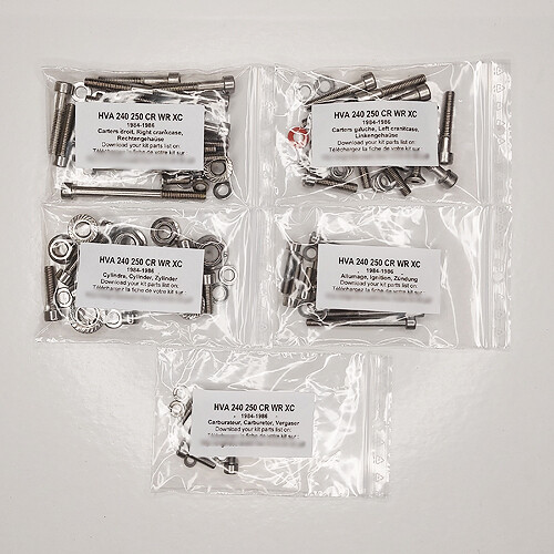 Kit vis allen inox moteur Husqvarna 240 250 CR WR XC empreinte BTR haute résistance
