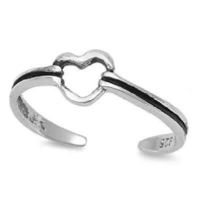 100% GENUINE Solid 925 Sterling Silver 5mm Heart Adjustable MIDI Toe ...
