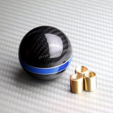 Universal Real Carbon Fiber Ball Manual MT Gear Shift Shifter Knob W/Blue Stripe