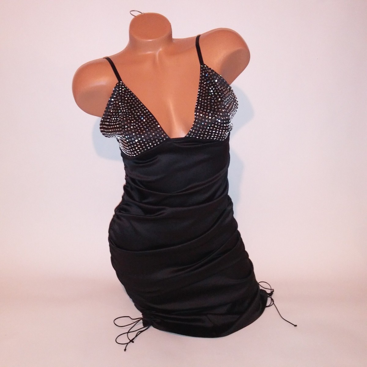 For Love and Lemons x Victoria Secret Slip Dress Small Black Satin Studded  Bling | eBay