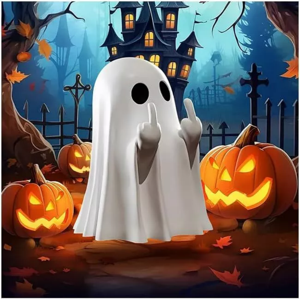 Cute Ghost Statue-Middle Finger Ghost,Halloween Ghost Figurines Decorative+ US
