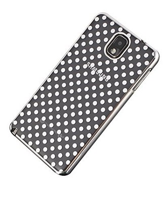 Coque IPhone 6 Plus Transparente à Pois Argenté - Rigide Avec Contour Chromé, Neuf Sous Blister