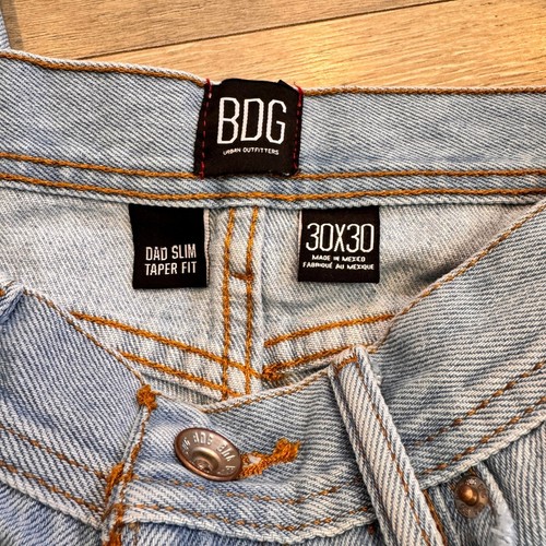 BDG Urban Outfitters Dad Jeans Slim Taper Fit Patchwork Light Wash 30x30 - Picture 6 of 10
