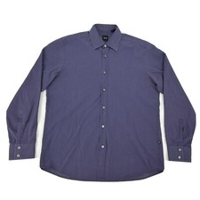 Boss Hugo Boss Shirt Men's L Purple Geometric Long Sleeve Button Up Cotton