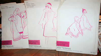 3 VINTAGE SEWING PATTERNS KANDEL KNITS PROFESSIONAL KNITTING MILL 