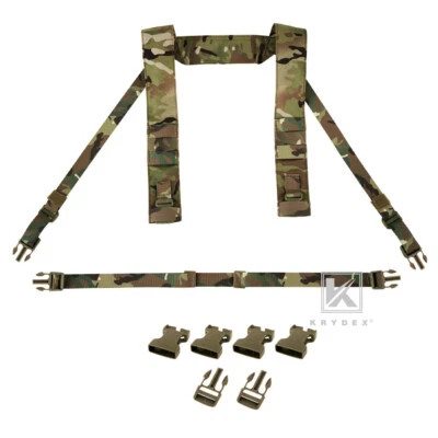 KRYDEX Fat Strap H Harness Shoulder & Back Strap 1 in Buckle for Chest Rig Camo