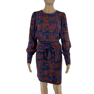 NICE THINGS Paloma S. Women Navy Blue Zodiac Print Dress Size EU 38 UK 10