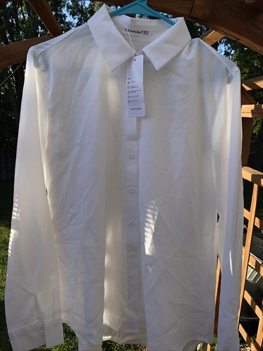 Canton Walker Womens Size Medium Long Sleeve White Polyester Dress Shirt  Blouse | eBay