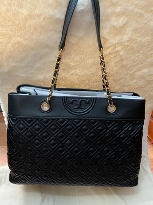 fleming triple compartment leather tote