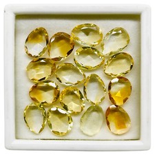 16 Pcs Natural Citrine 13-14mm Fancy Rose Checker Cut Loose Gemstones 61.50 Cts
