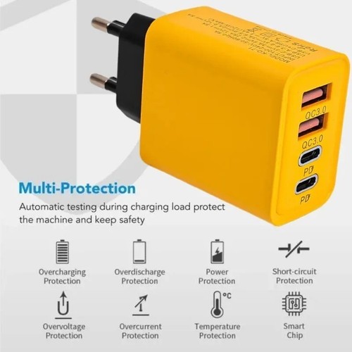 Chargeur Rapide 120W 4 Ports USB Type-C QC3.0 PD Adaptateur Mural Prise EU/US/UK - Photo 3 sur 13