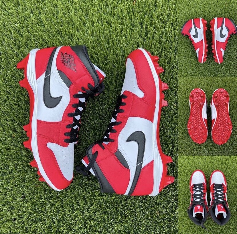 nike jordan 1 mid td chicago 27 シカゴ アメフト Nike Air Jordan 1 Mid TD Chicago Football Cleats Men's Size 13 IN