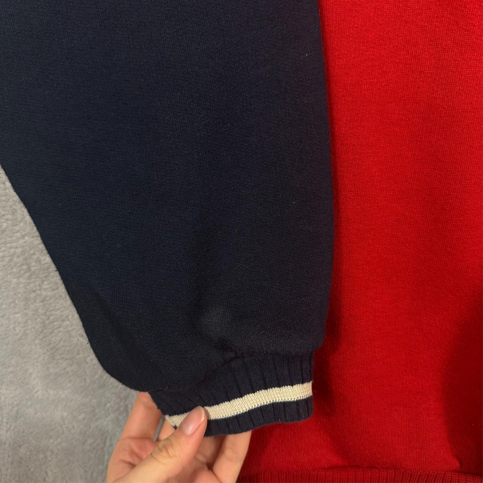 Vintage Nike 1990's Red Navy Colourblock Heavyweight Size Youth Large Sweatshirt image 6