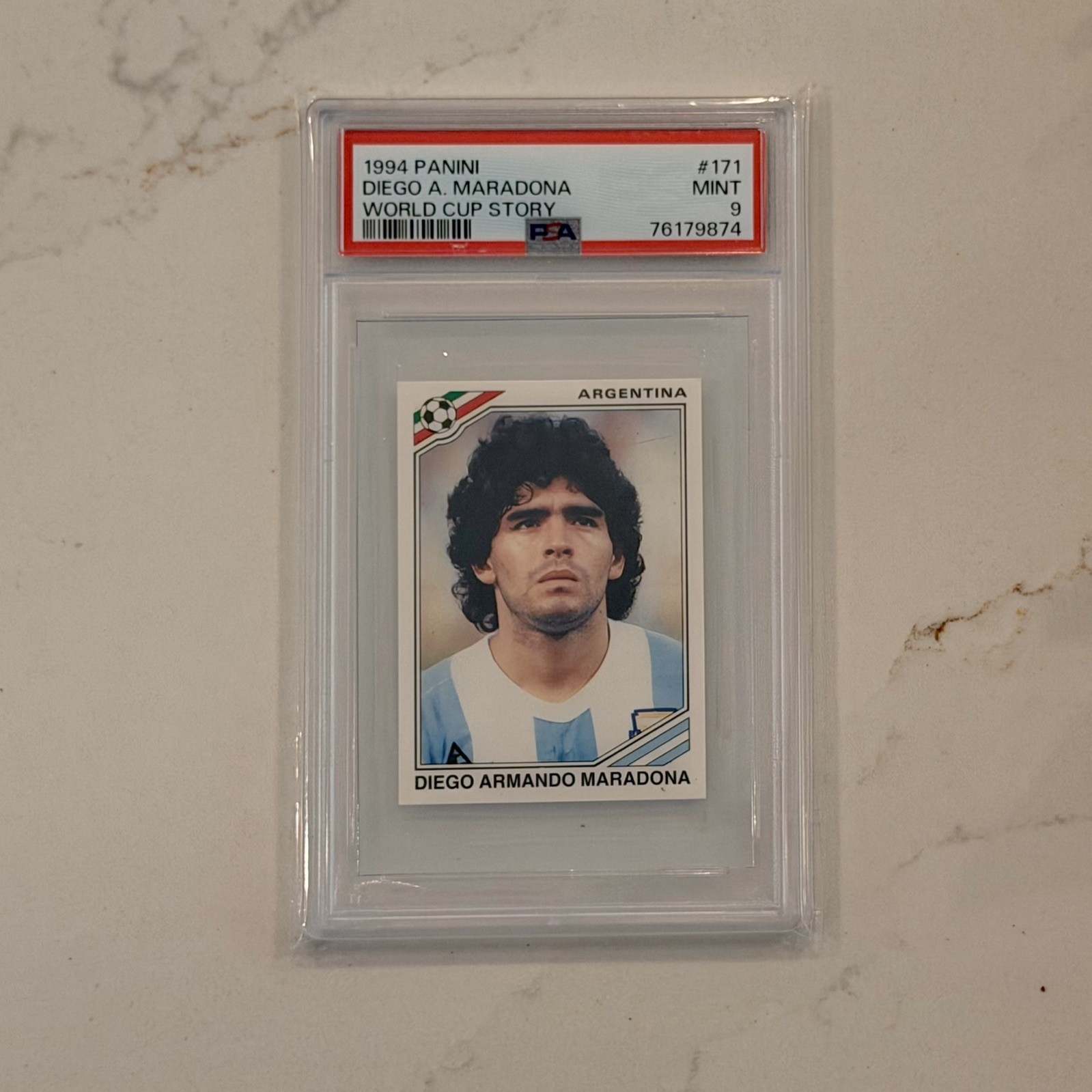 DIEGO MARADONA 1994 Panini World Cup Story Sticker #171 PSA 9 MINT ARGENTINA