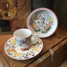 Tiffany  Co. Playground 3  Piece Children  s Porcelain Set 1992 Cup Saucer Bowl