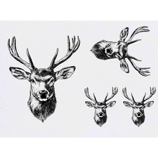 4 x 'Red Deer Stag' Temporary Tattoos / Transfers TO00077066 