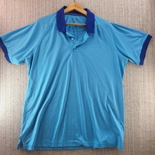 Brooks Brothers Polo Shirt Mens 2XL Light Blue Performance Golf Short Sleeve
