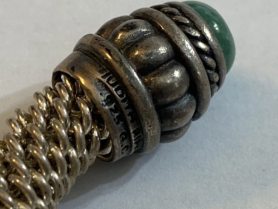 Pulsera Judith Rypka Sterling Cable Flex 30 D.W.T. Firmada ¿Piedras de ágata verde? Foto 3 de 4