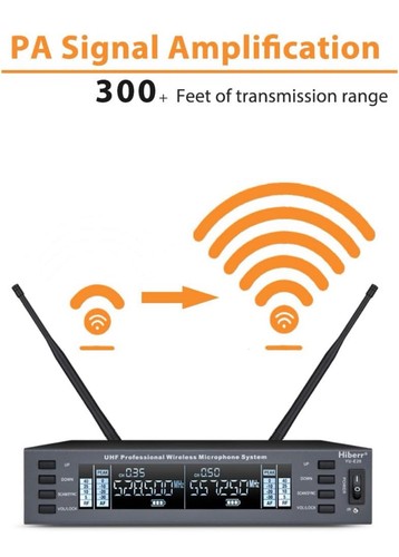 HIBERR 2 Channel UHF Wireless Microphone System YU-E20H - 2 Mics - NIB - Picture 3 of 11