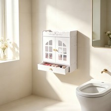 Wall Mounted Bathroom Storage Cabinet, Over Toilet Organizer with Drawer & Shelf