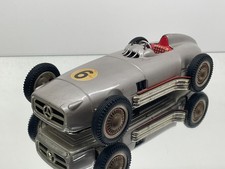 JNF GERMANY MERCEDES BENZ RACING CAR TIN TOY BATTERY OP. -SILVER L33.0cm- GOOD
