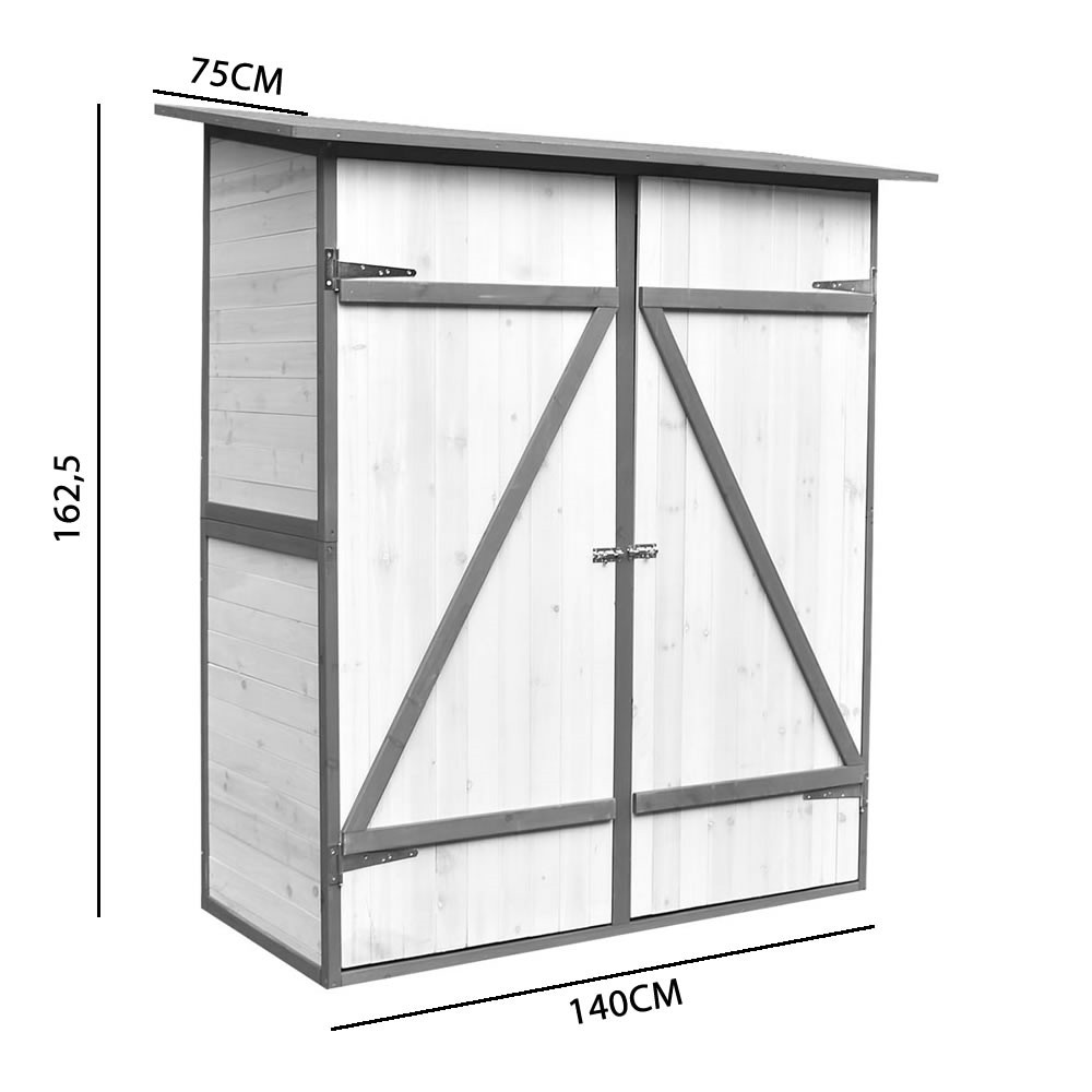 Geräteschrank XXL Werkzeugschuppen Weiß/Grau Gerätehaus Holz Gartenschrank 