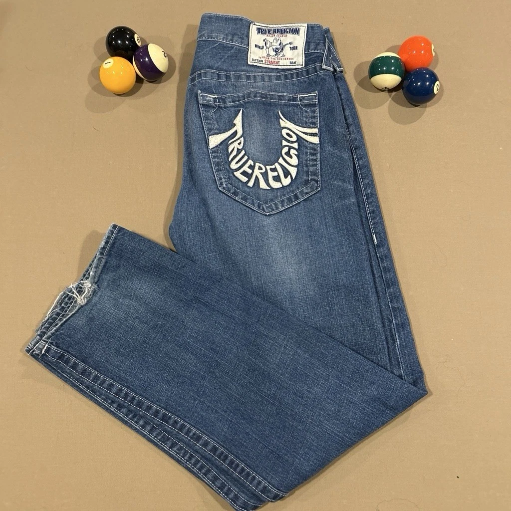 True Religion World Tour Blue Jeans for Men for sale - eBay