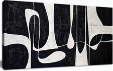 Black and White Abstract Wall Art for Living Room Minimalist Line Large Canvas A