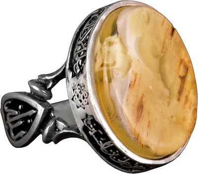 KAMBO 925 Sterling Silber Natur Bernstein Herren Ring Handarbeit Türkei Bandring