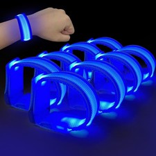 8pcs LED Light Up Bracelets Glow Flashing Wristbands Glow in The Dark Party S...