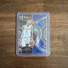 2023-24 Panini Select #121 Victor Wembanyama Blue Cracked Ice Prizms