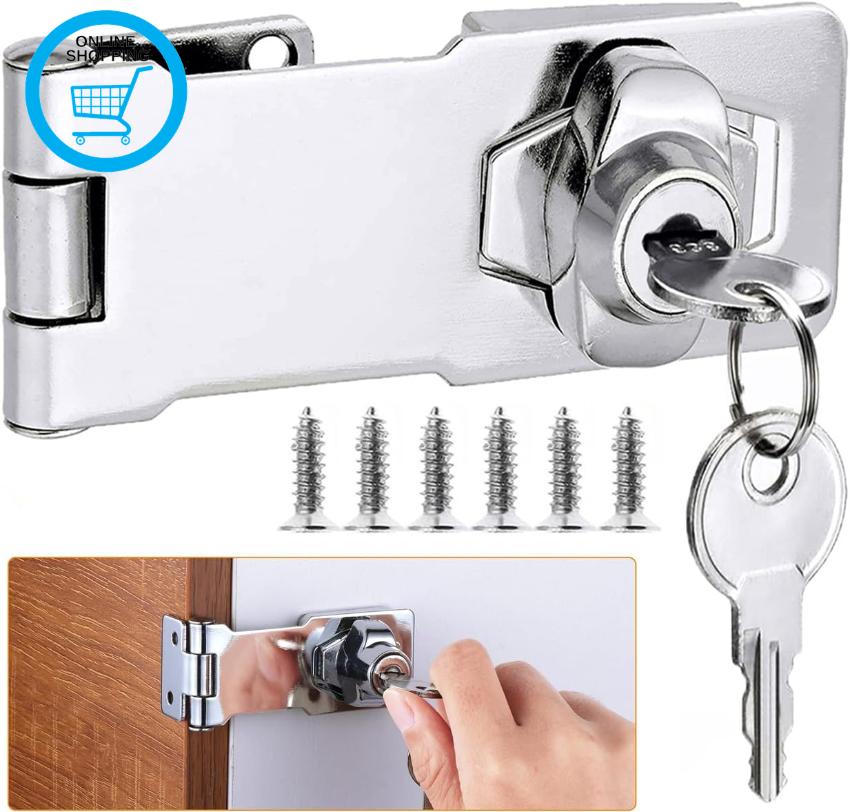 Shed Hasp Lock Padlock with Aliked Keys, Twist Knob Door Latch Bolt Lock Buckle