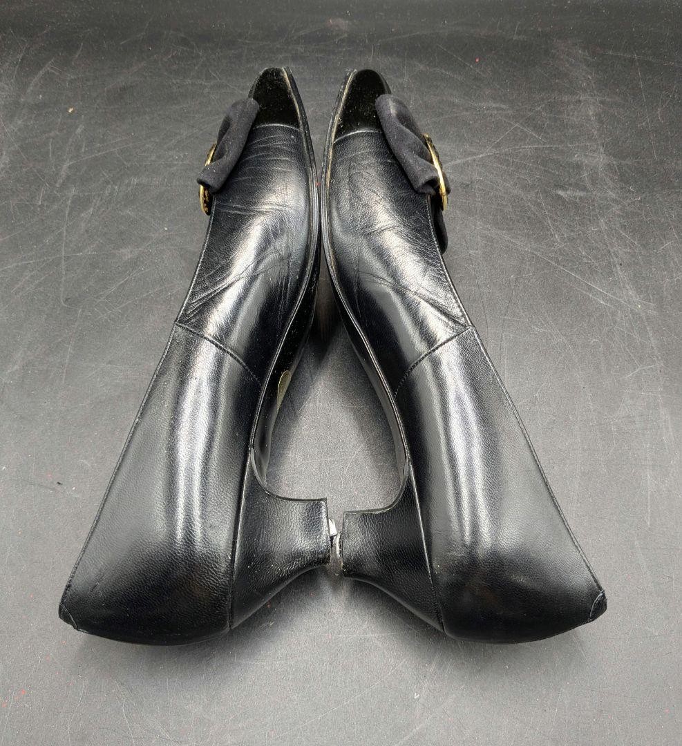 Saint Laurent decolte tacco YSL EU35 5 US5 5 nastro vernice pelle nero 09891a