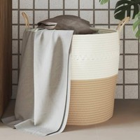 Aufbewahrungskorb Beige Und Weiß Ø43X38 Cm Baumwolle
