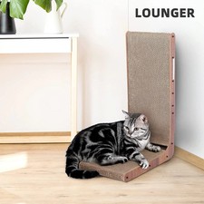 FLUFFYDREAM CAT SCRATCHER CAT TOYS BALL TRACK BUILD-IN BALL L-SHAPED - BROWN