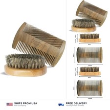 Beard Brush Kit Boar Bristle Brush and Sandalwood Comb with Storage Bag for M...