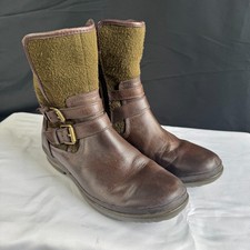 UGG Simmens Waterproof Boots Brown Olive Wool Leather Womens 7