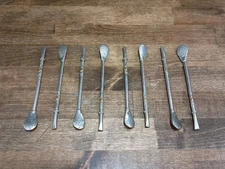 Antique Vintage 800 Silver Bombilla Yerba Mate Tea Straw Strainer Set Of 8 