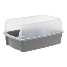 IRIS, XXL Open-Top Cat Litter Box w High Sides, Easy to Clean for Big Cats, Gray