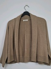 George Women's Cropped Open Cardigan Size 14 Brown Ribbed Knit