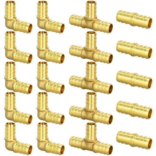 1/2 Inch PEX Brass Crimp Fitting Combo Assortment Tee Elbow Coupling 20 PCS