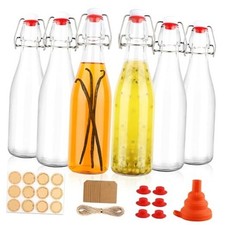 6 Pack 12 oz Swing Top Glass Bottles, 375 ML Flip Top Brewing Bottles with 12oz