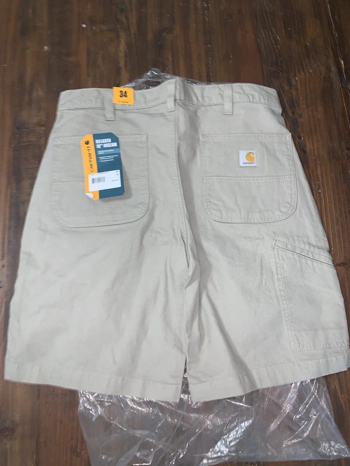 Carhartt Rugged Flex Rigby Shorts Relaxed Fit, 5 Pocket, Tan, 34x10