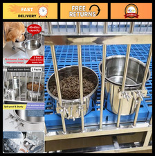 No Spill Dog Crate Water Bowl 2 Pack - Stainless Steel Hanging Food Water Bowl