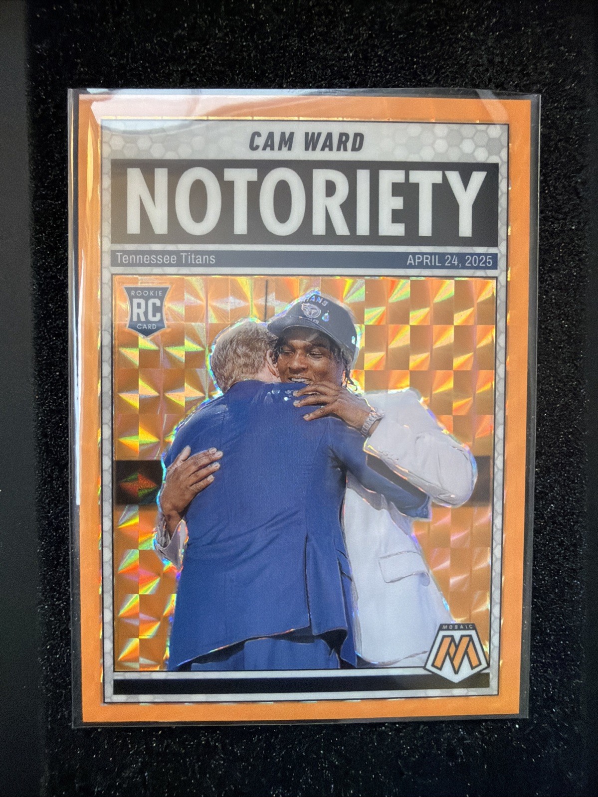 2025 Panini Mosaic - Notoriety Cameron Ward #17 Orange Fluorescent Mosaic Prizm
